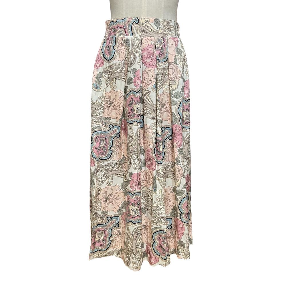 Norton McNaughton Vintage Soft Pink Floral Paisley Romantic Cottage Skirt Sz 8